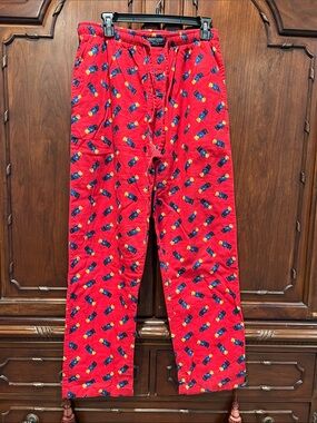 Ralph Lauren Red Pajama Pants with Blue and Yellow Car Print
